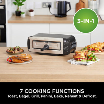 Ninja ST200UK Foodi 3-in-1 Toaster, Grill & Panini Press, Black